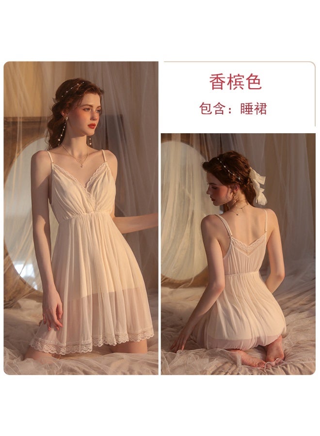 Women's nightgown robe with delicate lace trim – elegant lingerie with an attractive feminine design – lightweight tulle fabric - Image 4